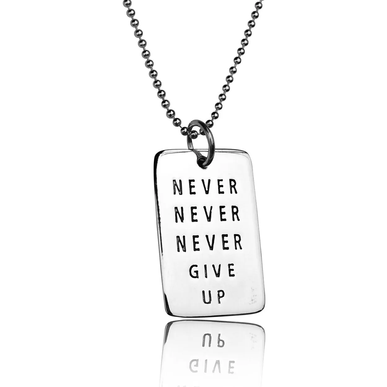 Never Give Up Sterling Silver Necklace with Swarovski Crystal