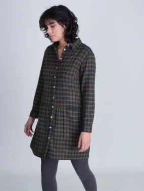 Olivia Cotton Flannel Shirt Dress | Check