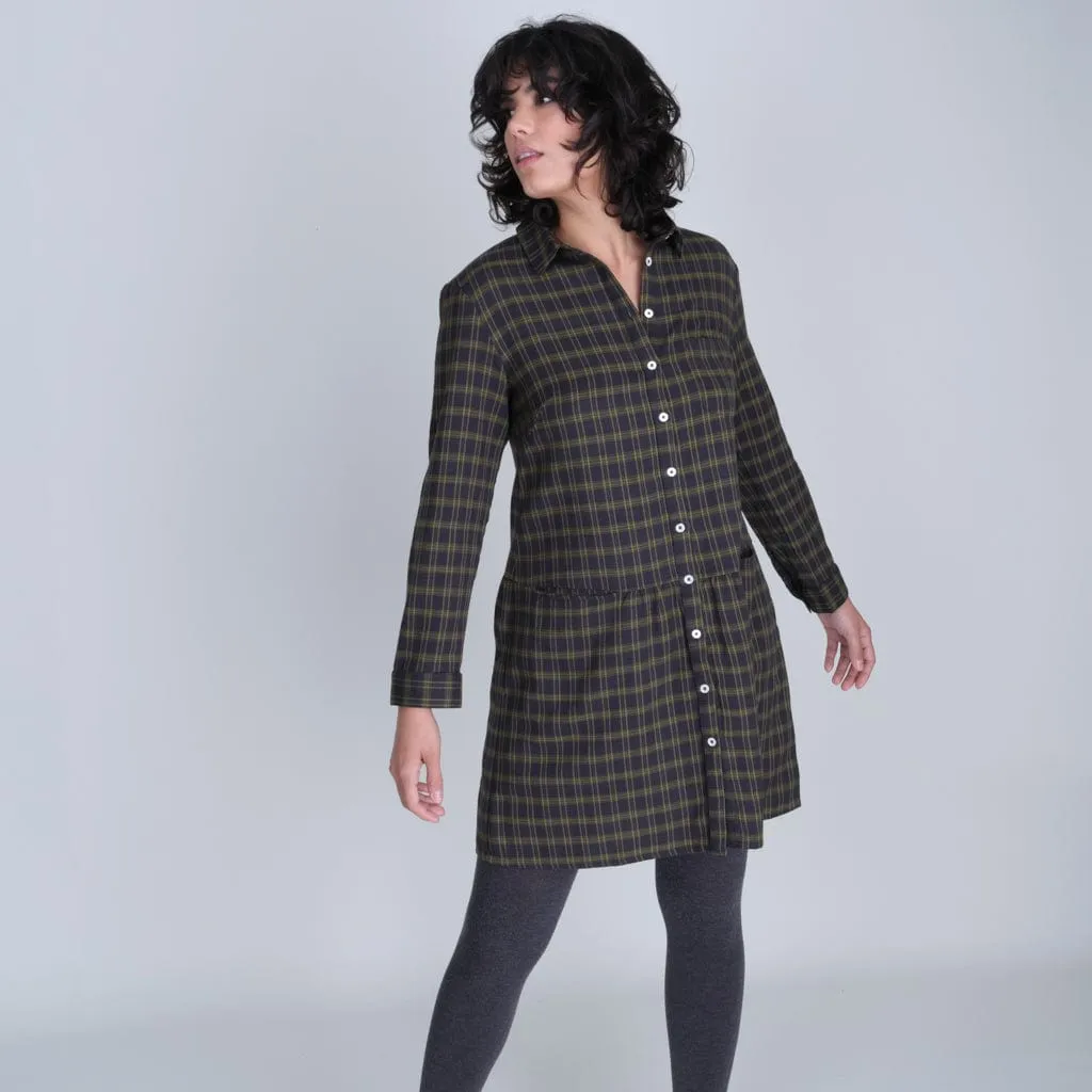 Olivia Cotton Flannel Shirt Dress | Check