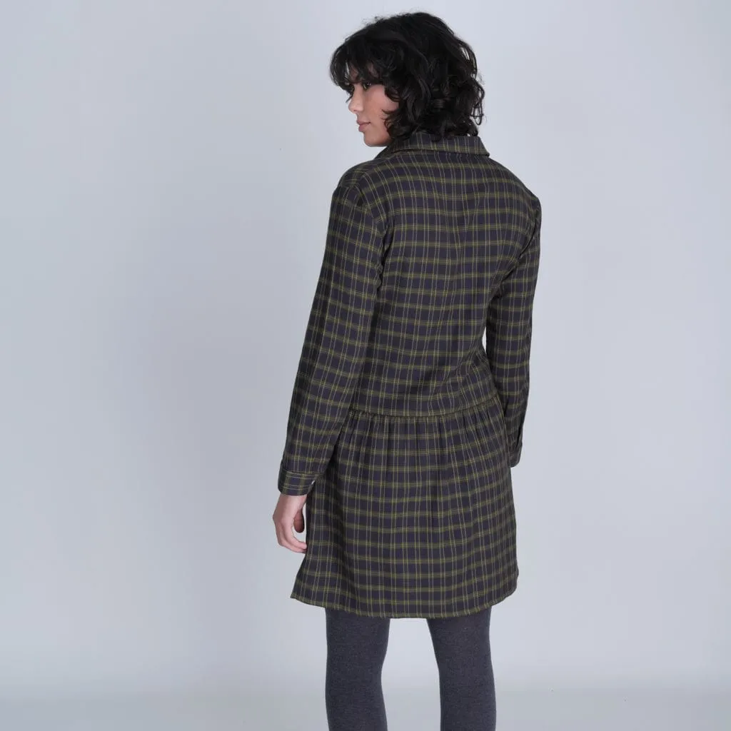 Olivia Cotton Flannel Shirt Dress | Check