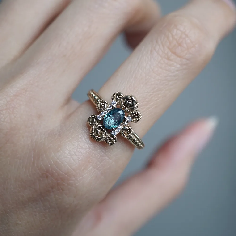 One Of A Kind: Oval Alexandrite Peonies Ring