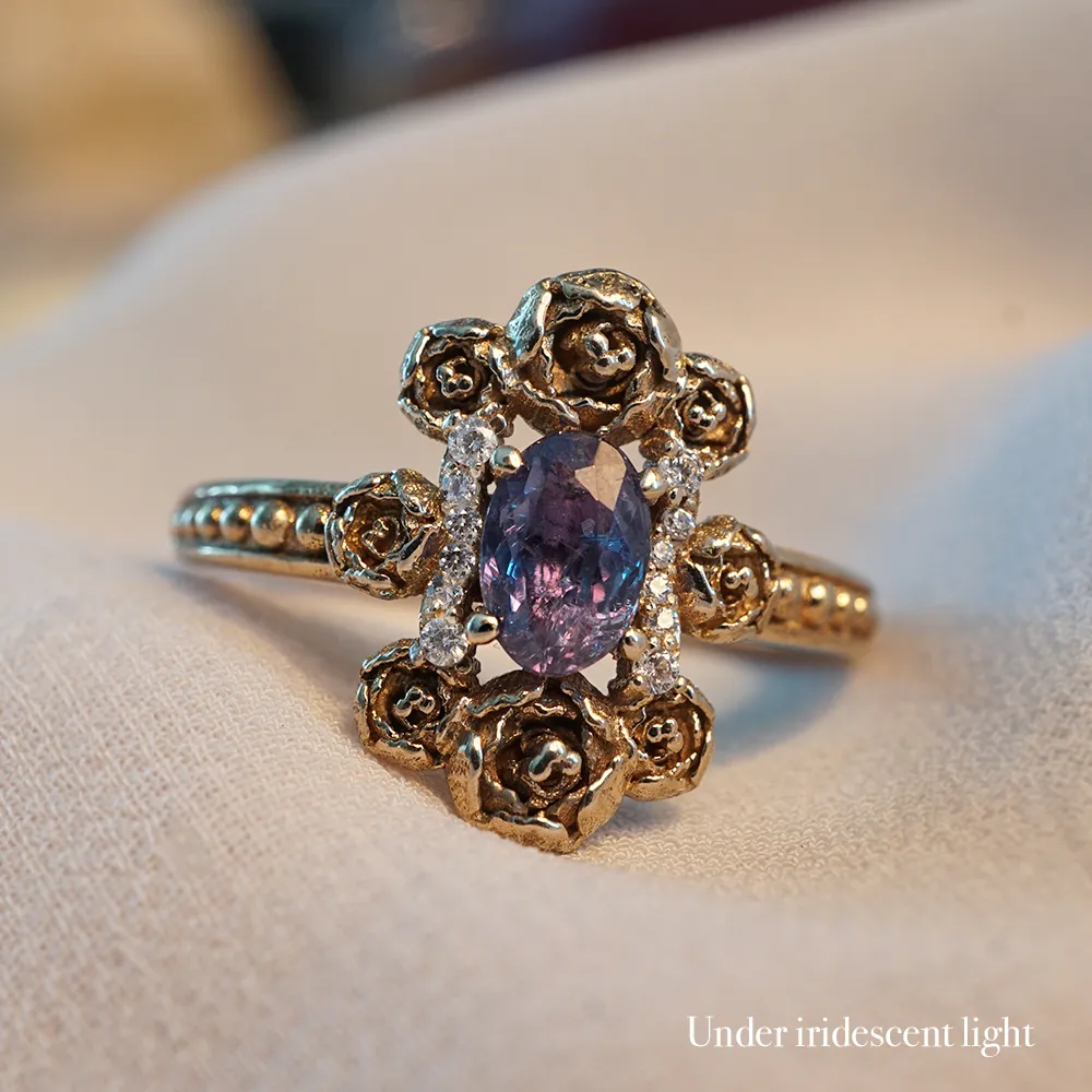 One Of A Kind: Oval Alexandrite Peonies Ring