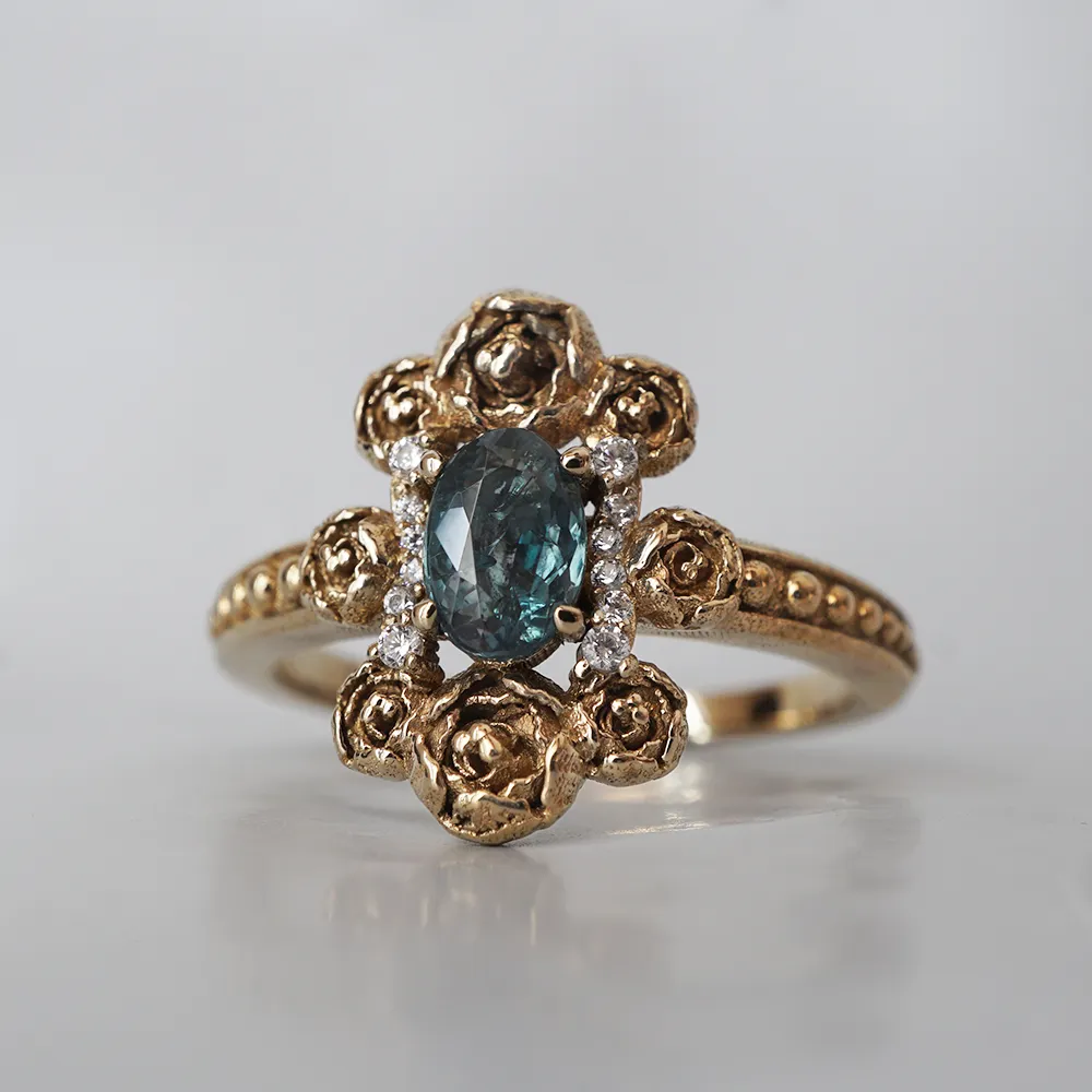 One Of A Kind: Oval Alexandrite Peonies Ring