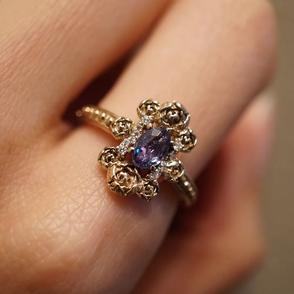 One Of A Kind: Oval Alexandrite Peonies Ring