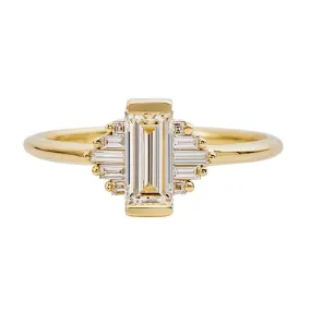 ORDER ONLY: Classic Art Deco Emerald-Cut Diamond Ring with Baguette Diamonds