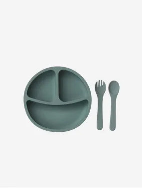 Paizo Suction Plate With Fork & Spoon | Duck Egg Blue