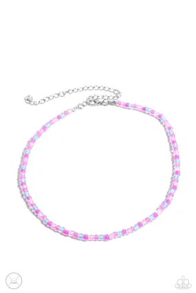 Paparazzi Colorfully GLASSY Pink Choker Necklace & Earring Set