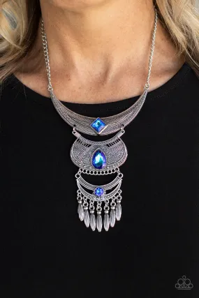 Paparazzi Lunar Enchantment - Blue UV Shimmer Short Necklace