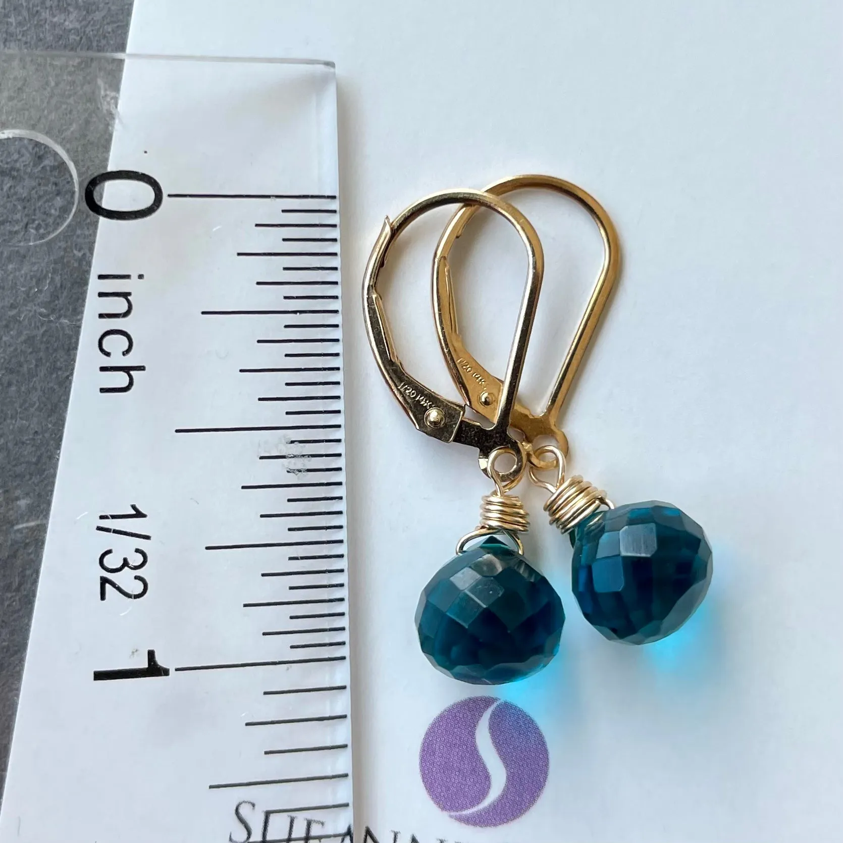 Paraiba Blue Onion Dangle Earrings, earwire and Metal Options