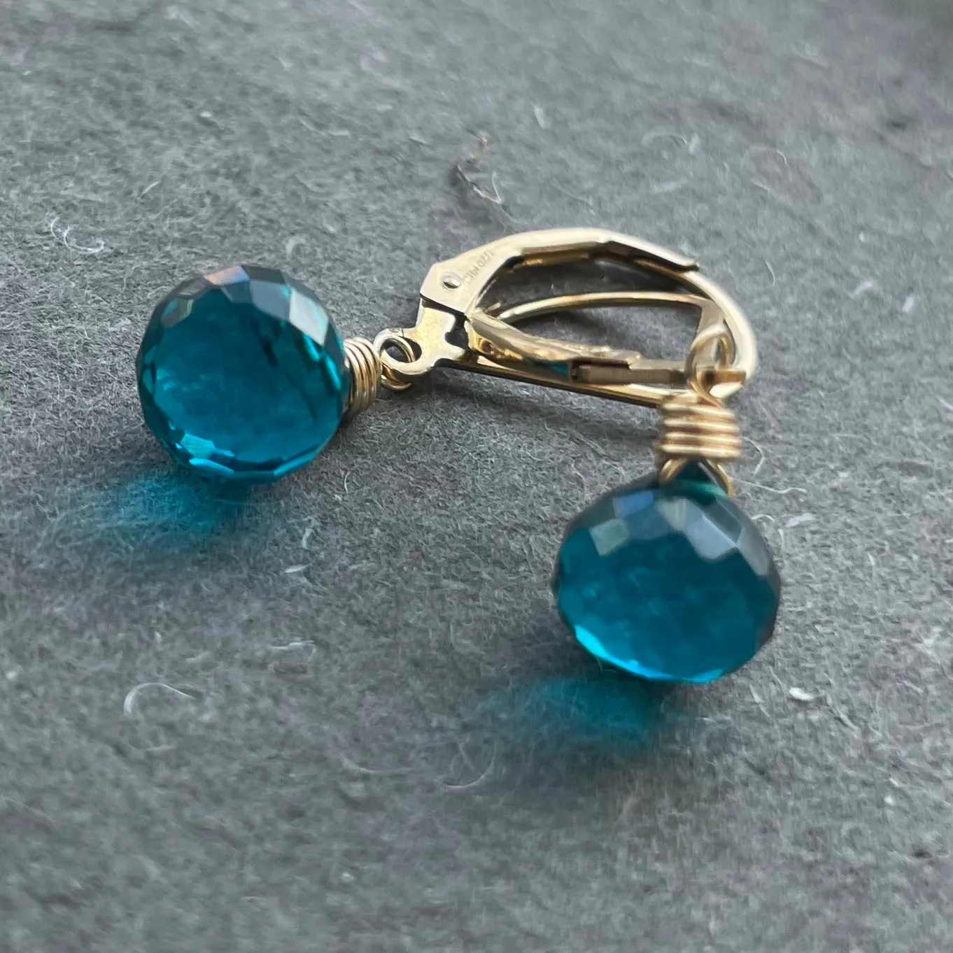 Paraiba Blue Onion Dangle Earrings, earwire and Metal Options