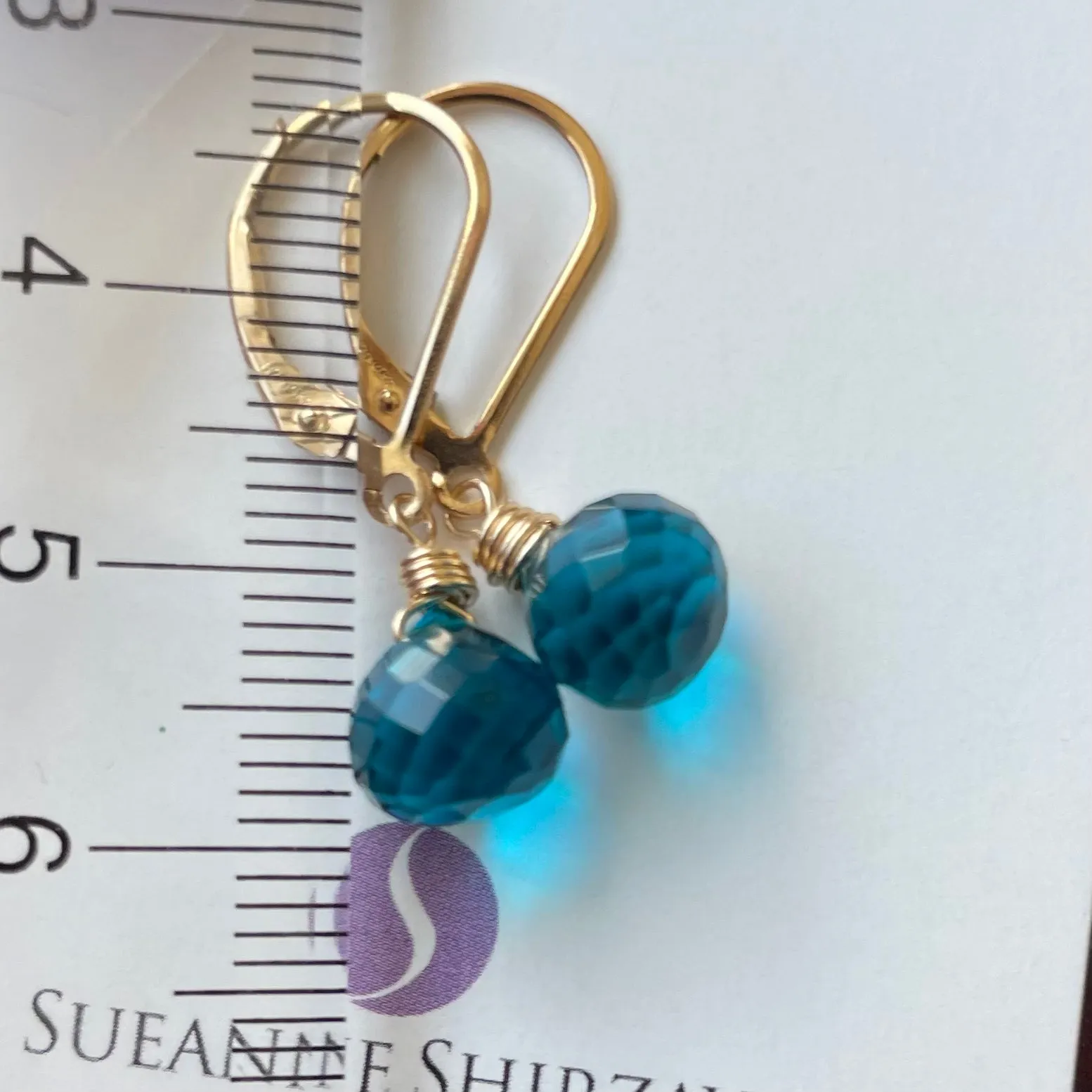 Paraiba Blue Onion Dangle Earrings, earwire and Metal Options