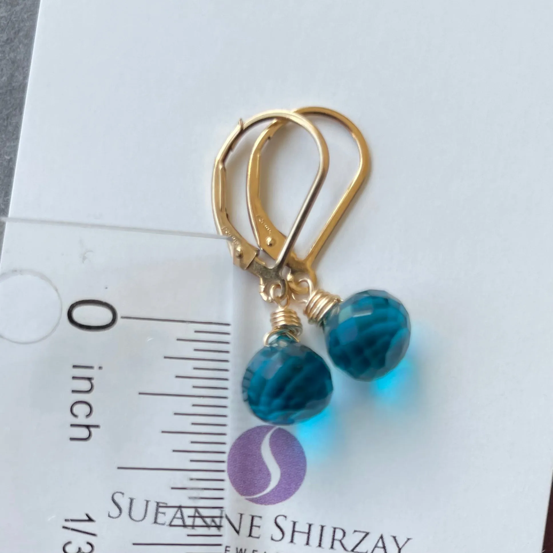 Paraiba Blue Onion Dangle Earrings, earwire and Metal Options