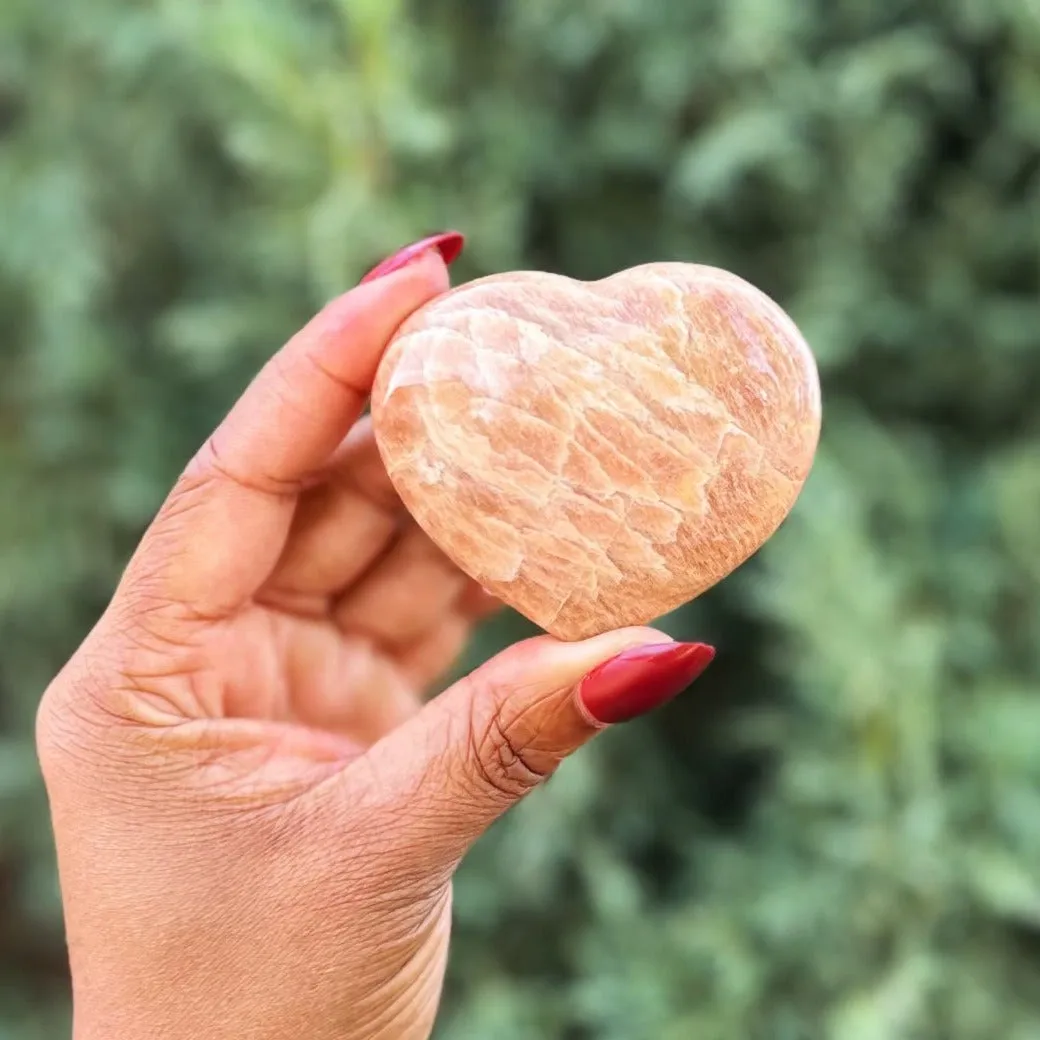 Peach Moonstone Heart