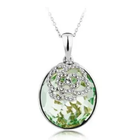 Peridot Swarovski crystal oval necklace