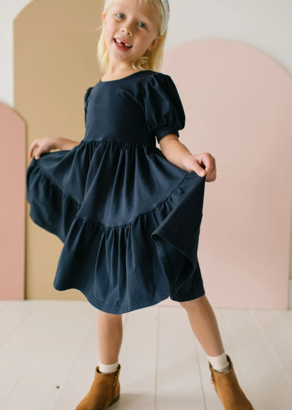 Puff Dress in Navy