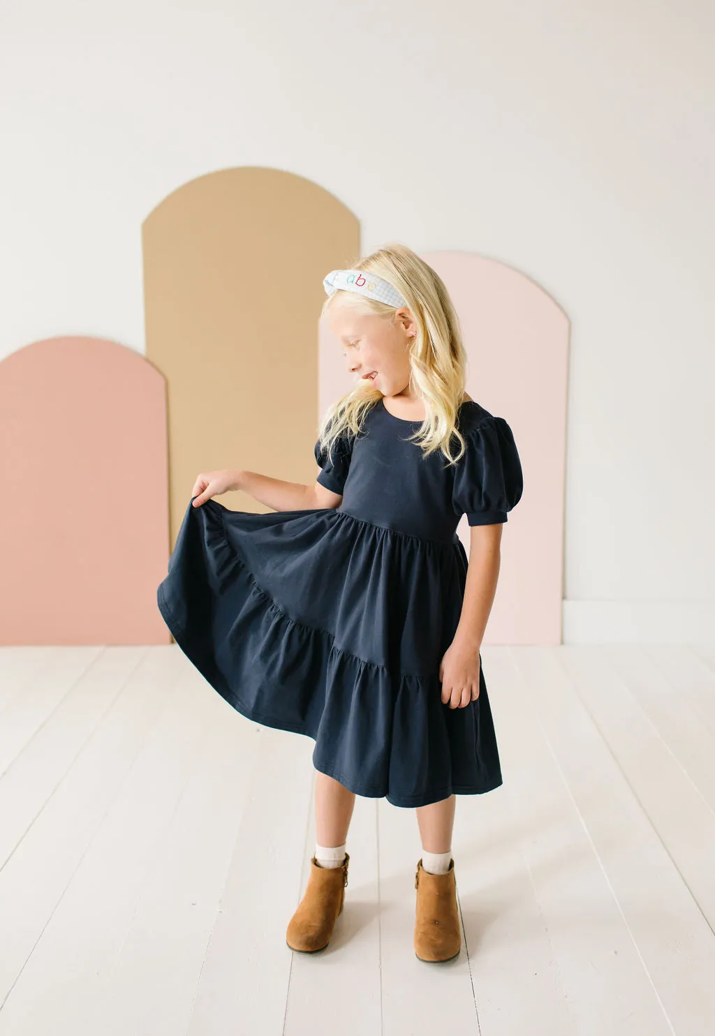 Puff Dress in Navy