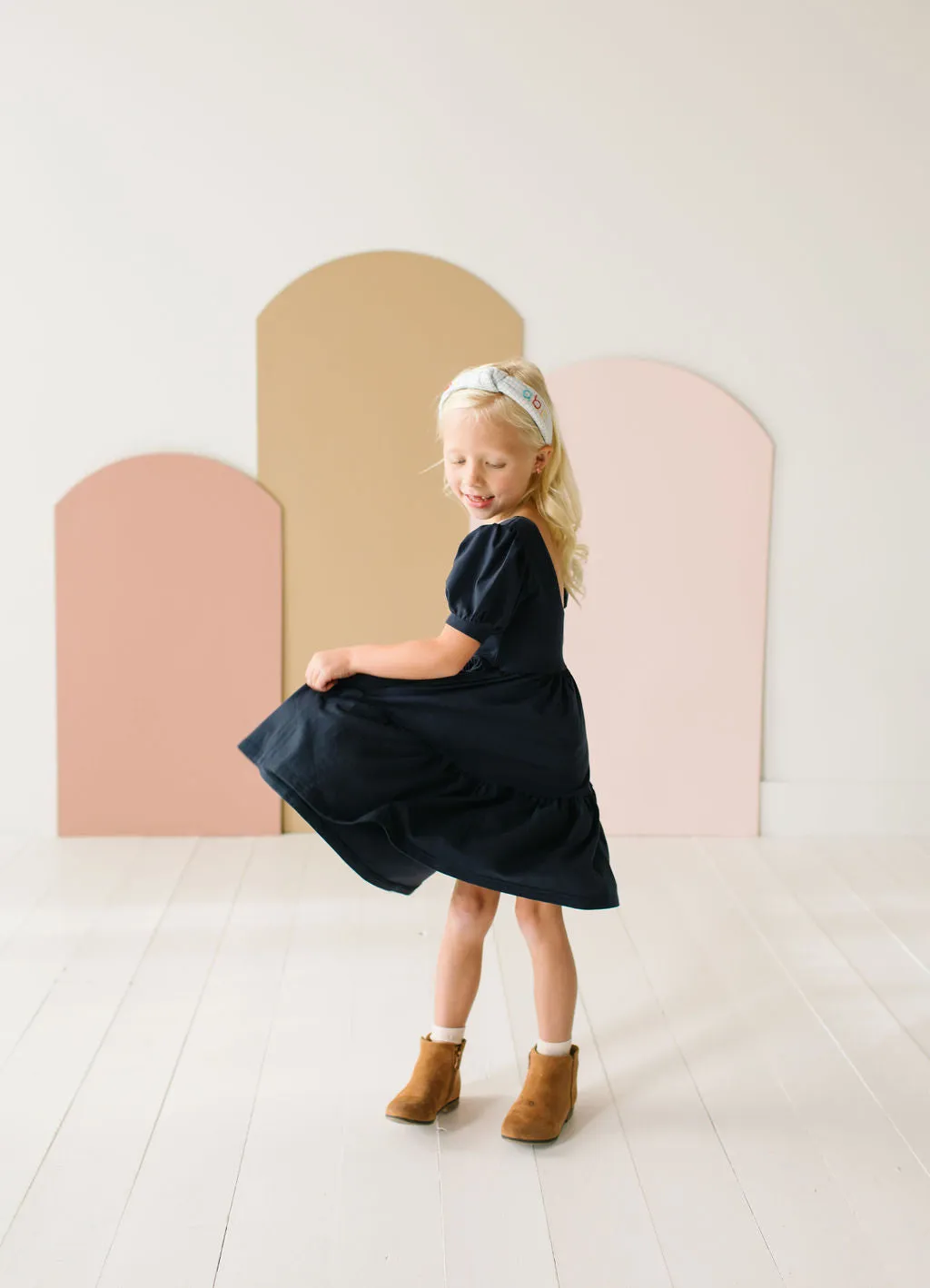 Puff Dress in Navy