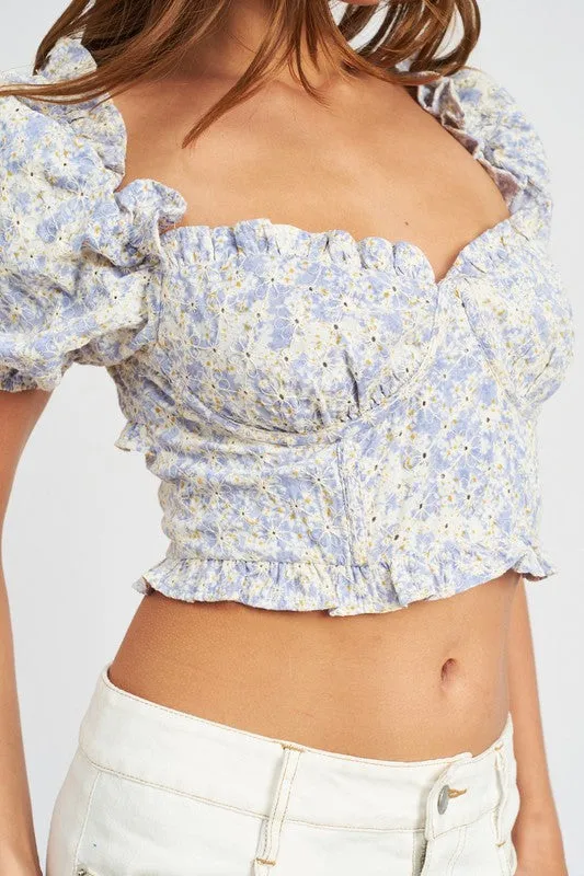 Puff Sleeve Crop Corset