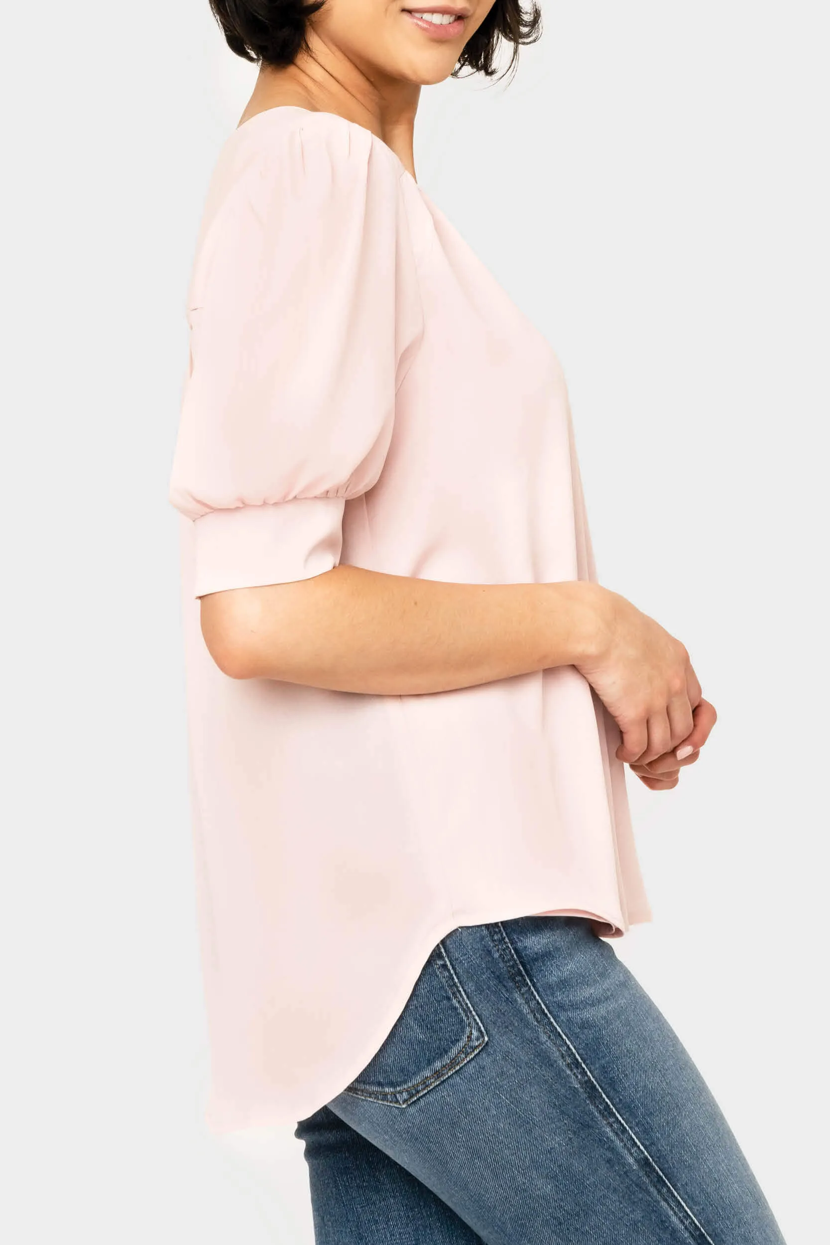 Puff Sleeve V-Neck Blouse