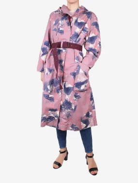 Purple printed belted coat - size FR 36