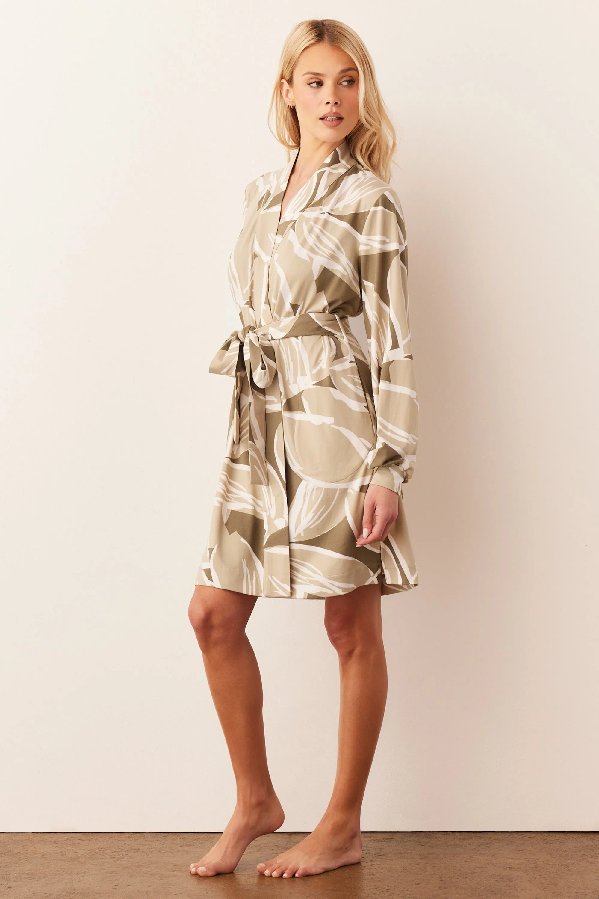 Quinn Banded Short Robe | Fern