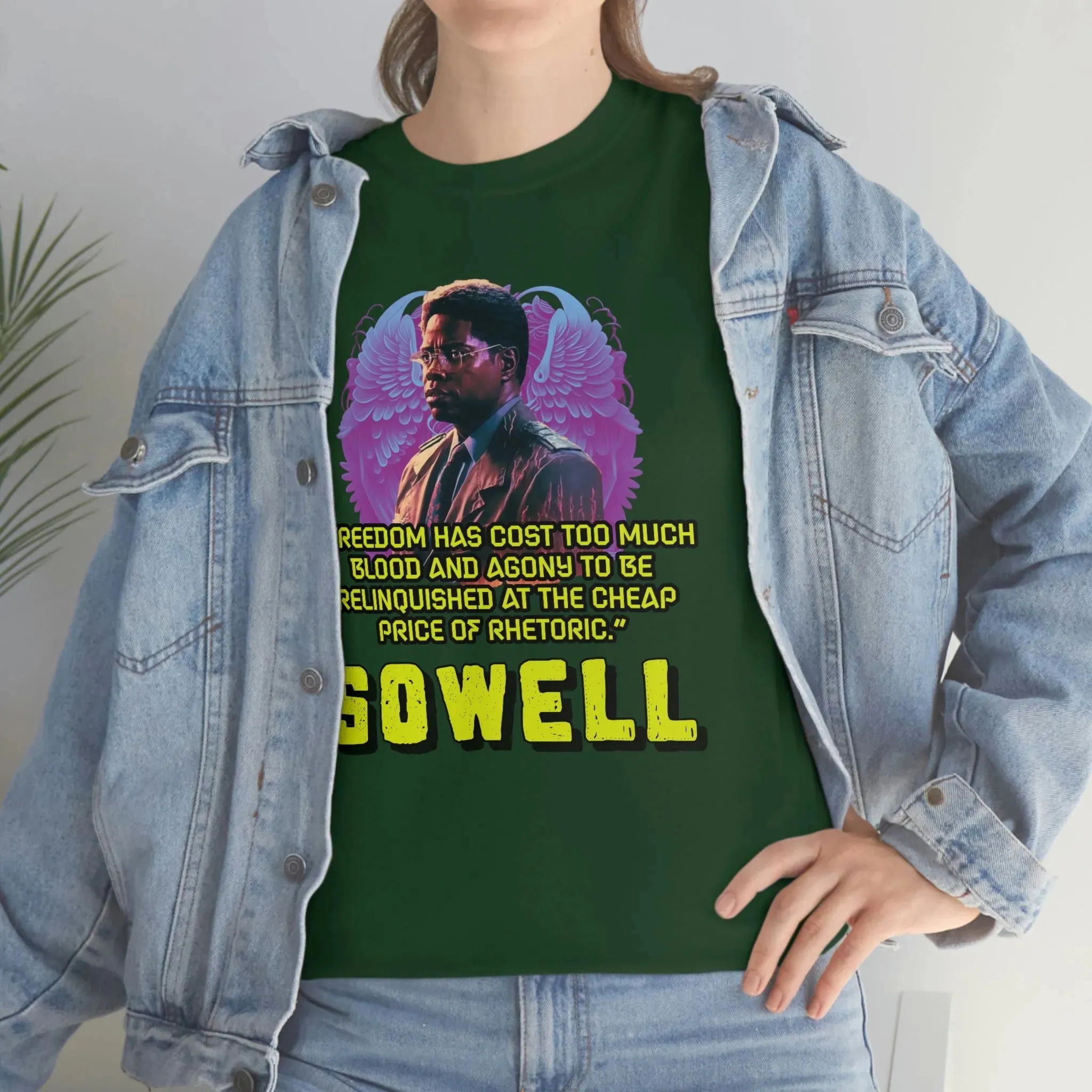 "Blood of Freedom" Thomas Sowell Synthwave T-shirt