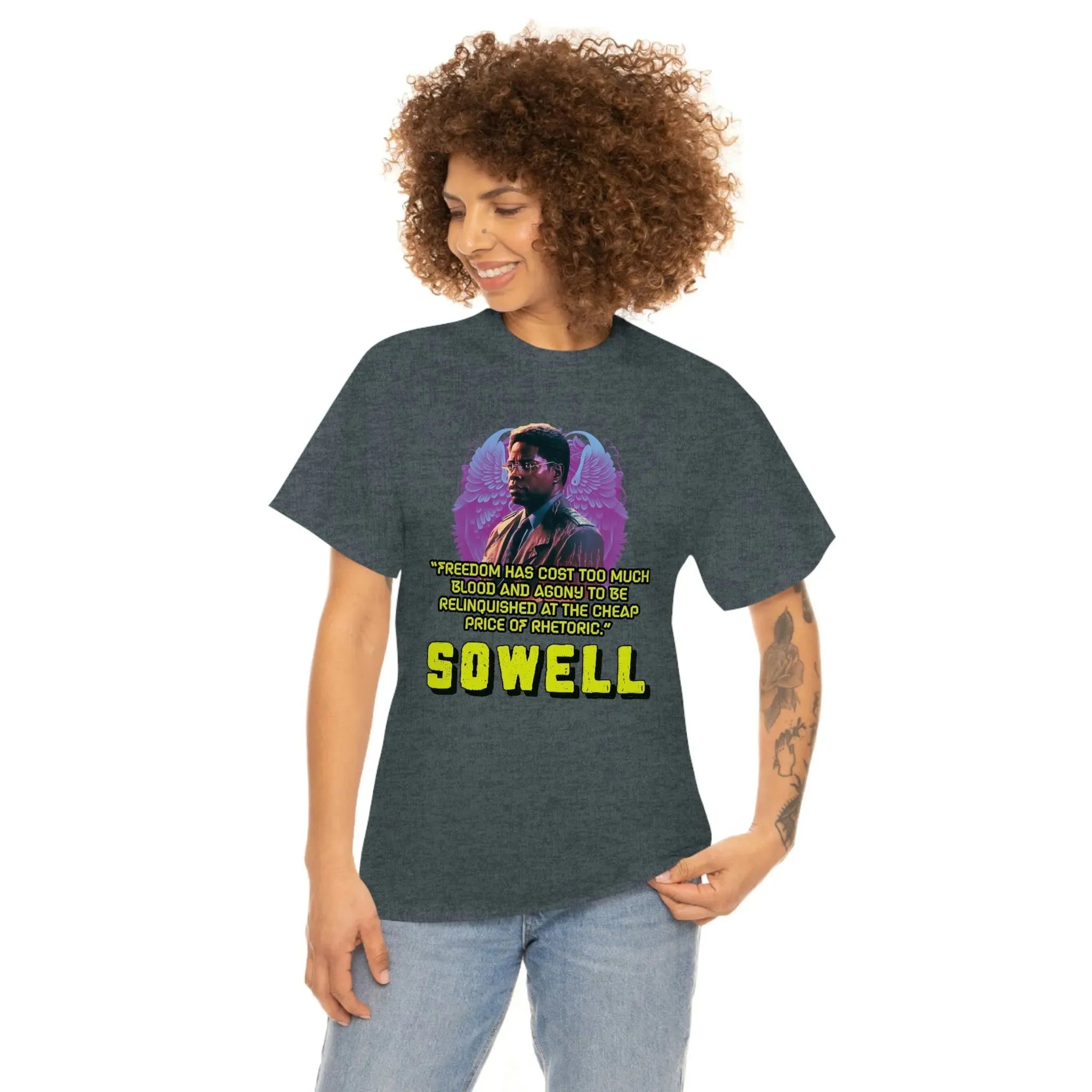 "Blood of Freedom" Thomas Sowell Synthwave T-shirt