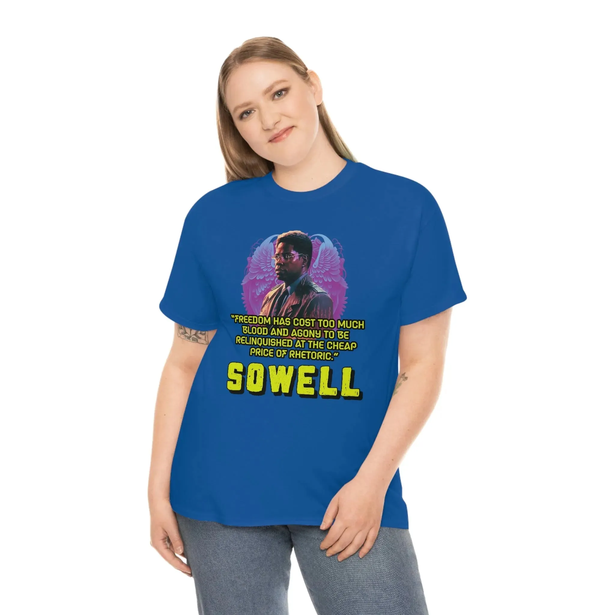 "Blood of Freedom" Thomas Sowell Synthwave T-shirt