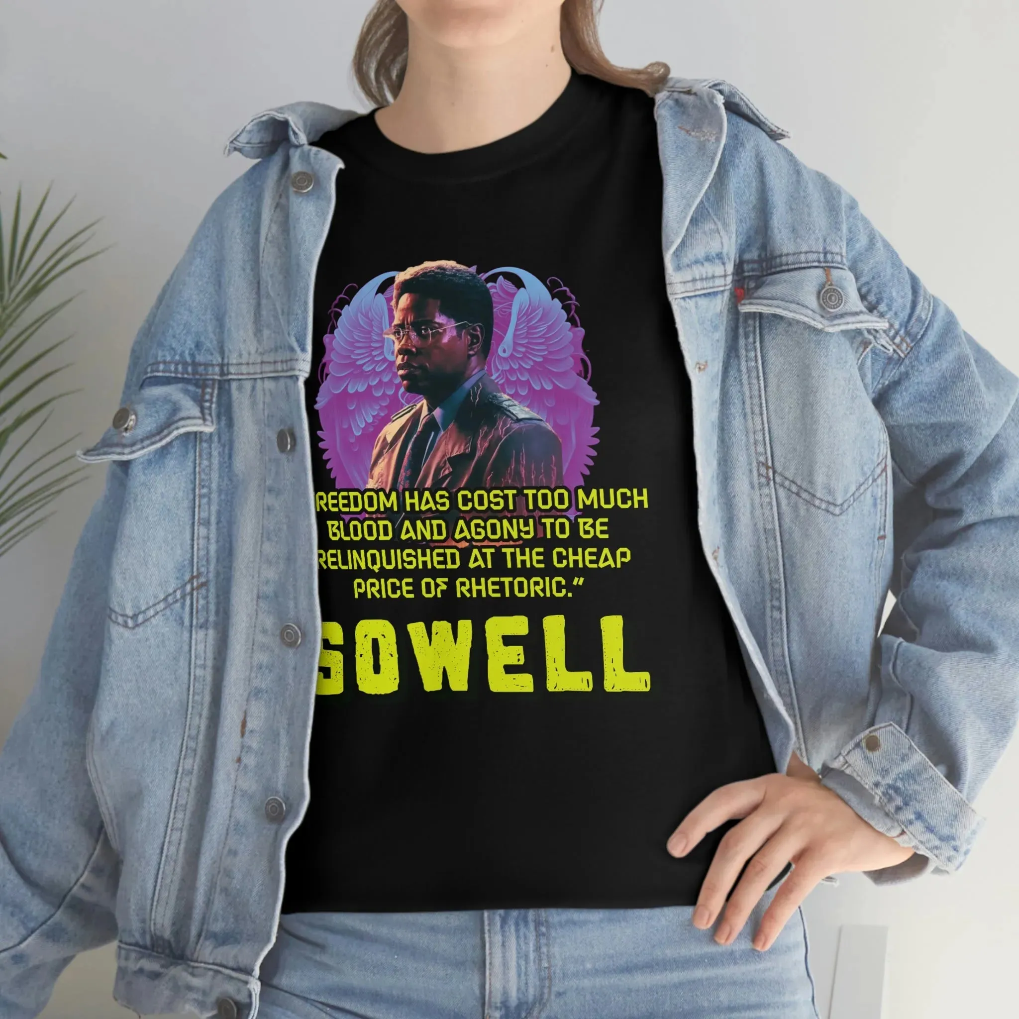 "Blood of Freedom" Thomas Sowell Synthwave T-shirt