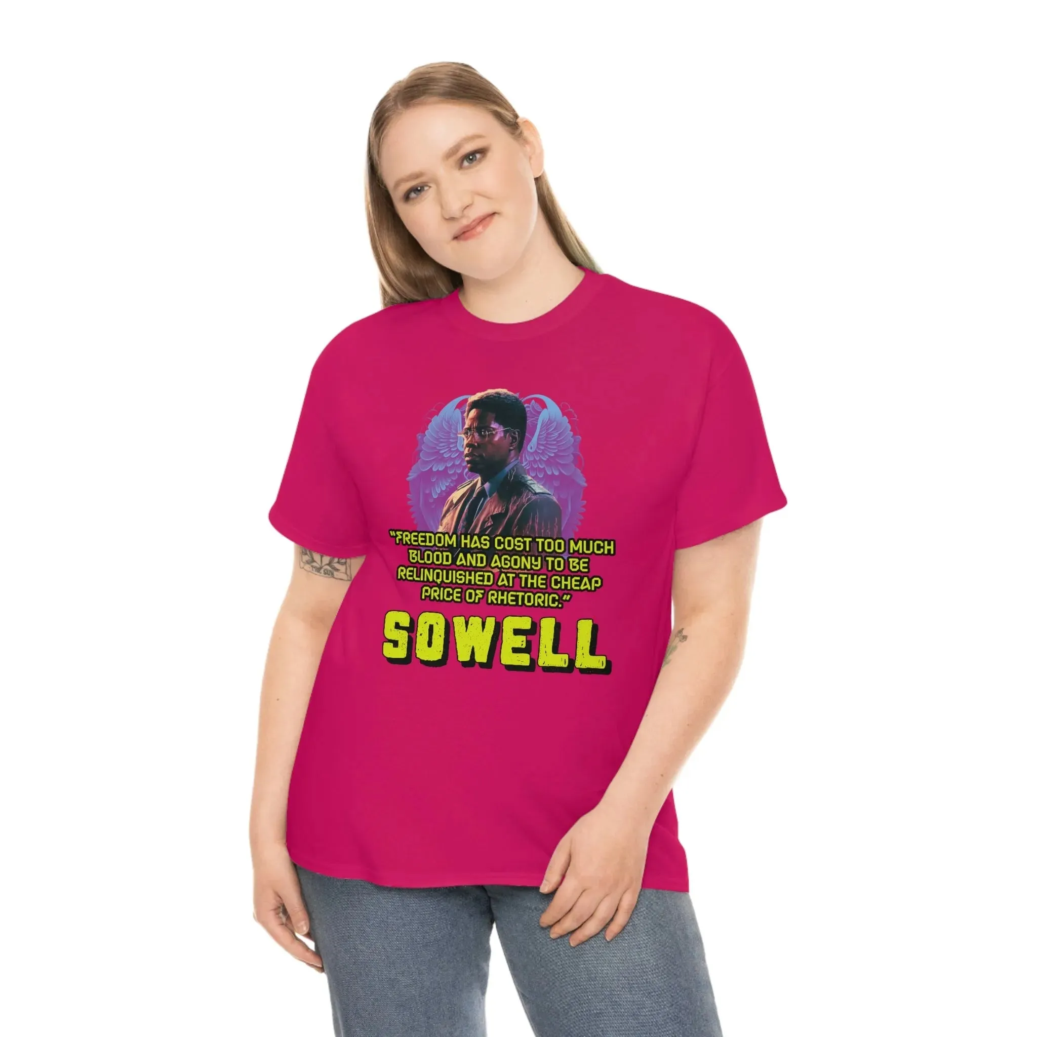 "Blood of Freedom" Thomas Sowell Synthwave T-shirt