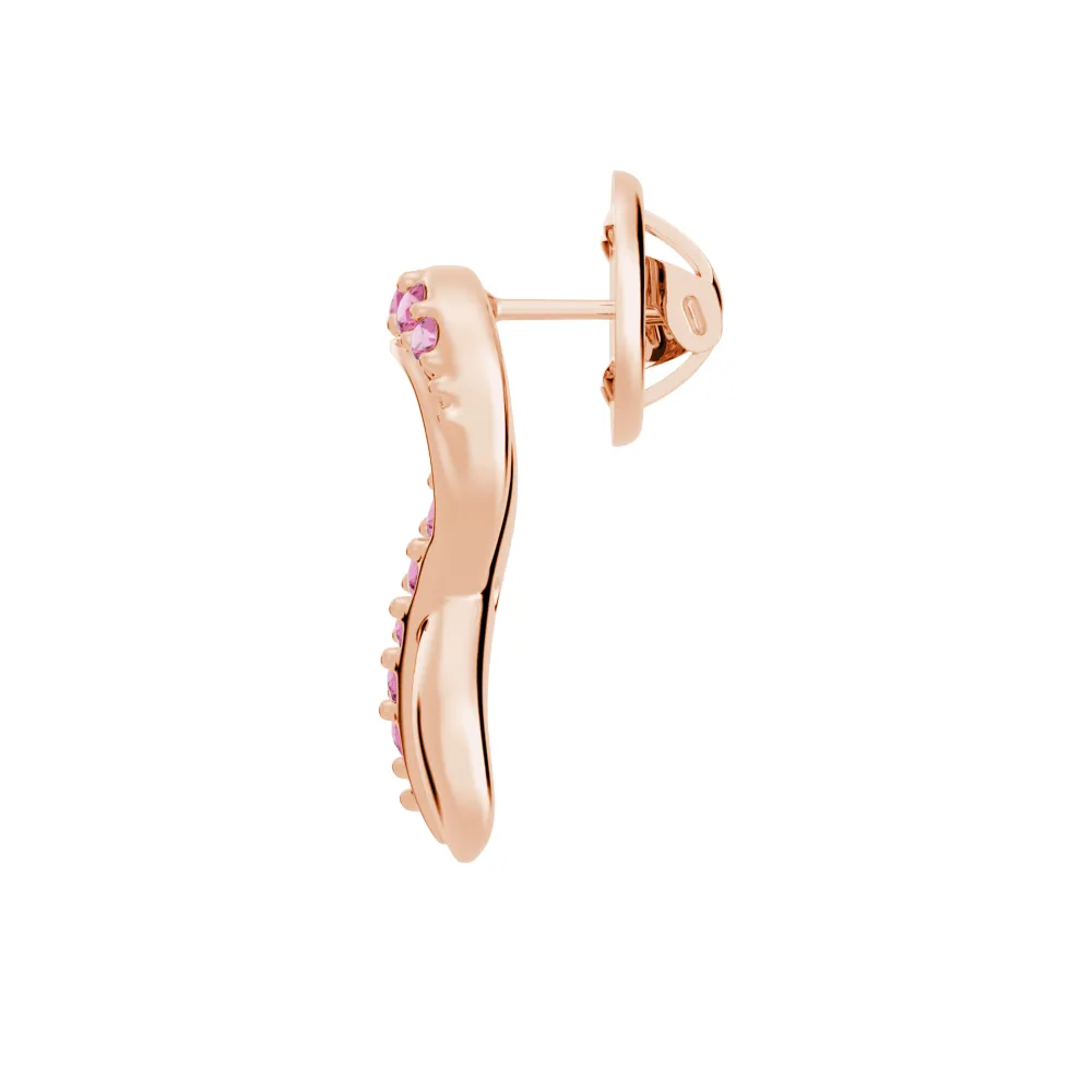 "Faith Over Fear" Ribbon Brooch Pin In Rose Gold With Pavé Pink Sapphires