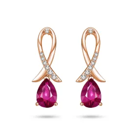 "You Are Supported And Protected" Pink Sapphire Earrings With Pavé Ribbon