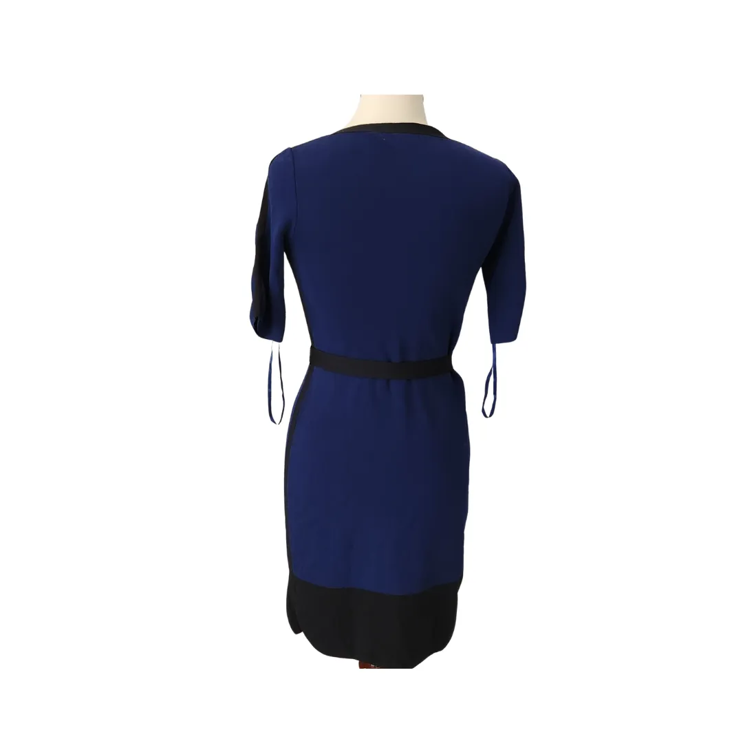 Ralph Lauren Navy & Black Stretch Belted Midi Dress | Pre loved |