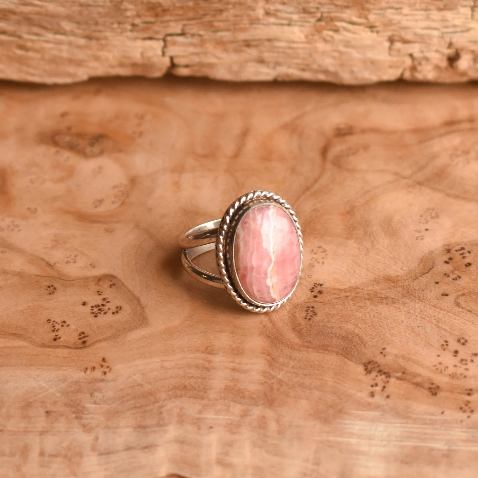 Ready to Ship - Boho Ring Rhodochrosite - .925 Sterling Silver Ring - Silversmith Ring - Rhodochrosite Ring