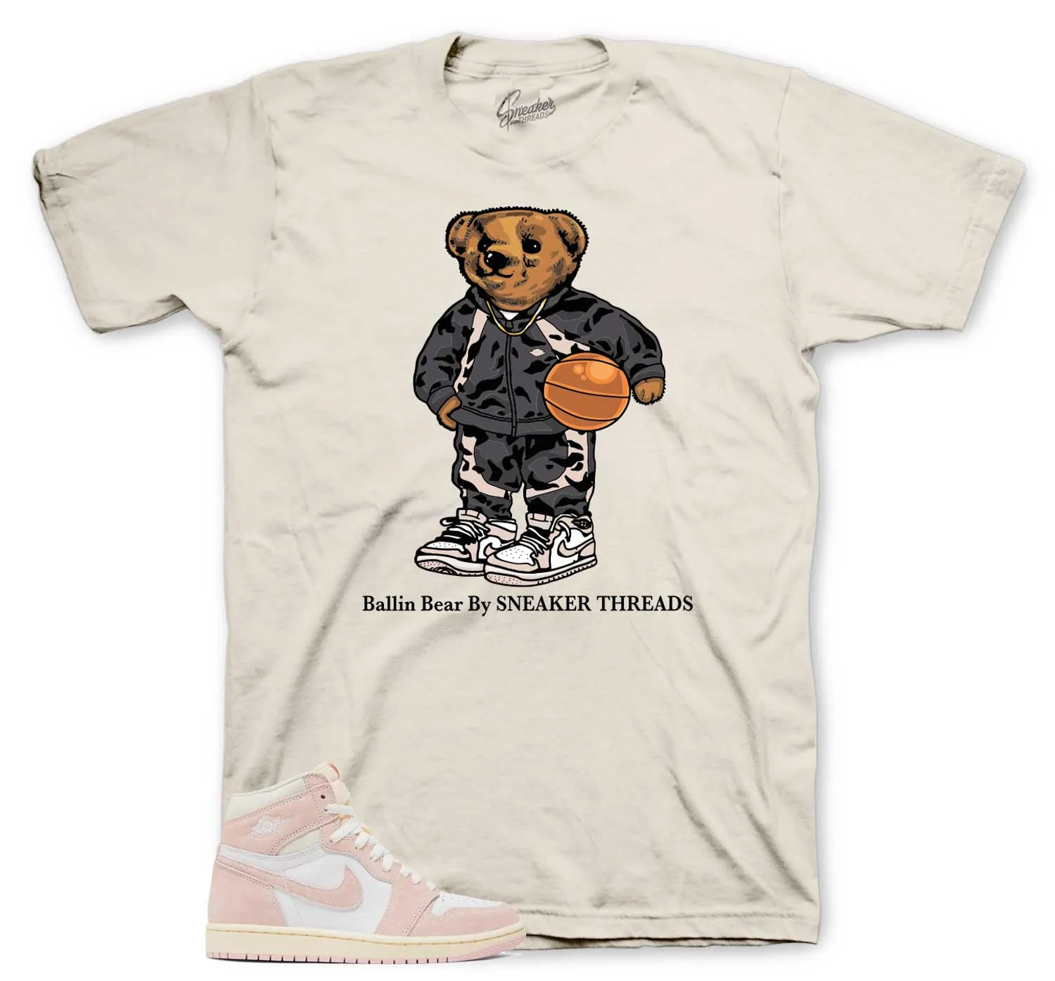 Retro 1 Washed Pink Ballin Bear Shirt