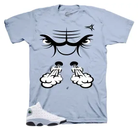 Retro 13 Blue Grey Shirt - Raging Face - Light Blue