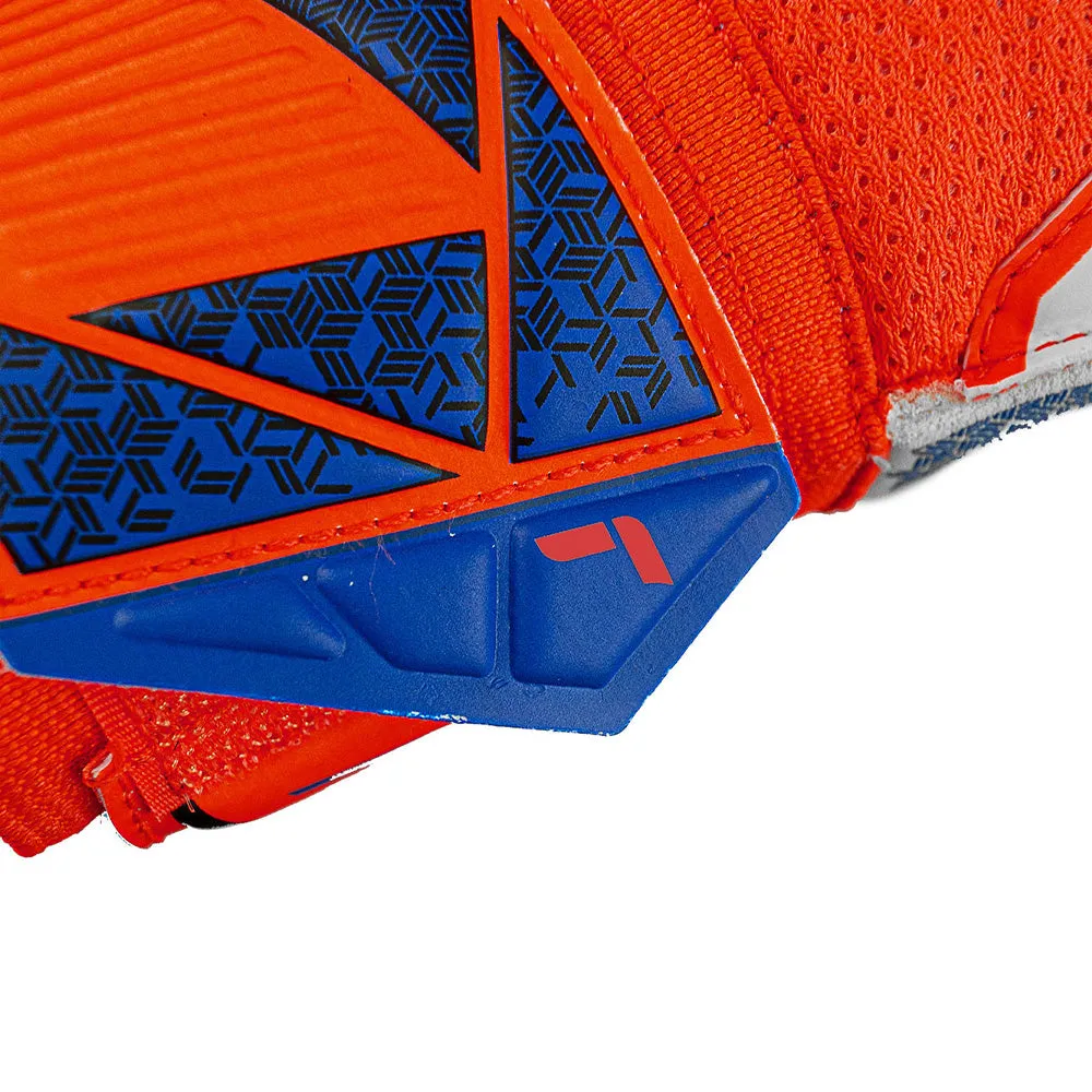 Reusch Starter Solid Finger Support Junior GK Gloves (Orange/Blue)