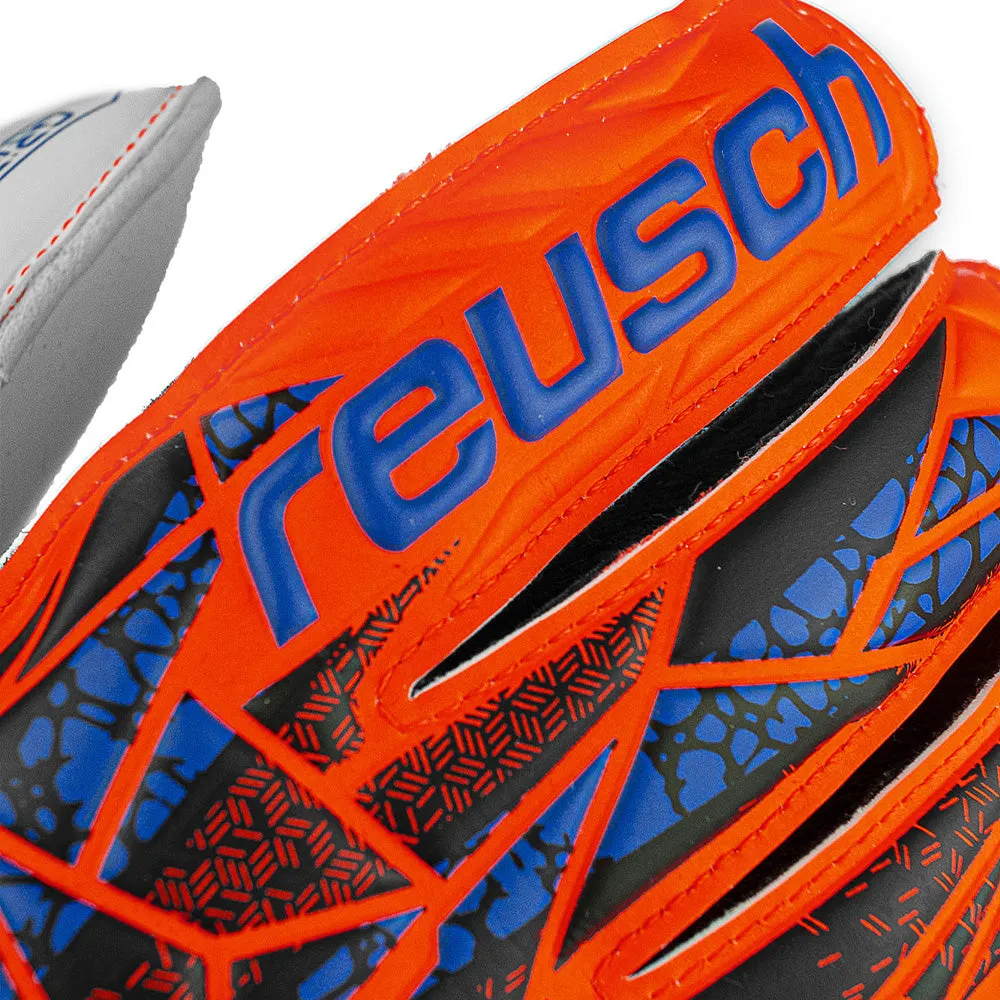 Reusch Starter Solid Finger Support Junior GK Gloves (Orange/Blue)