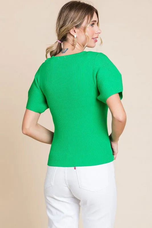 Ribbed Square Neck Top