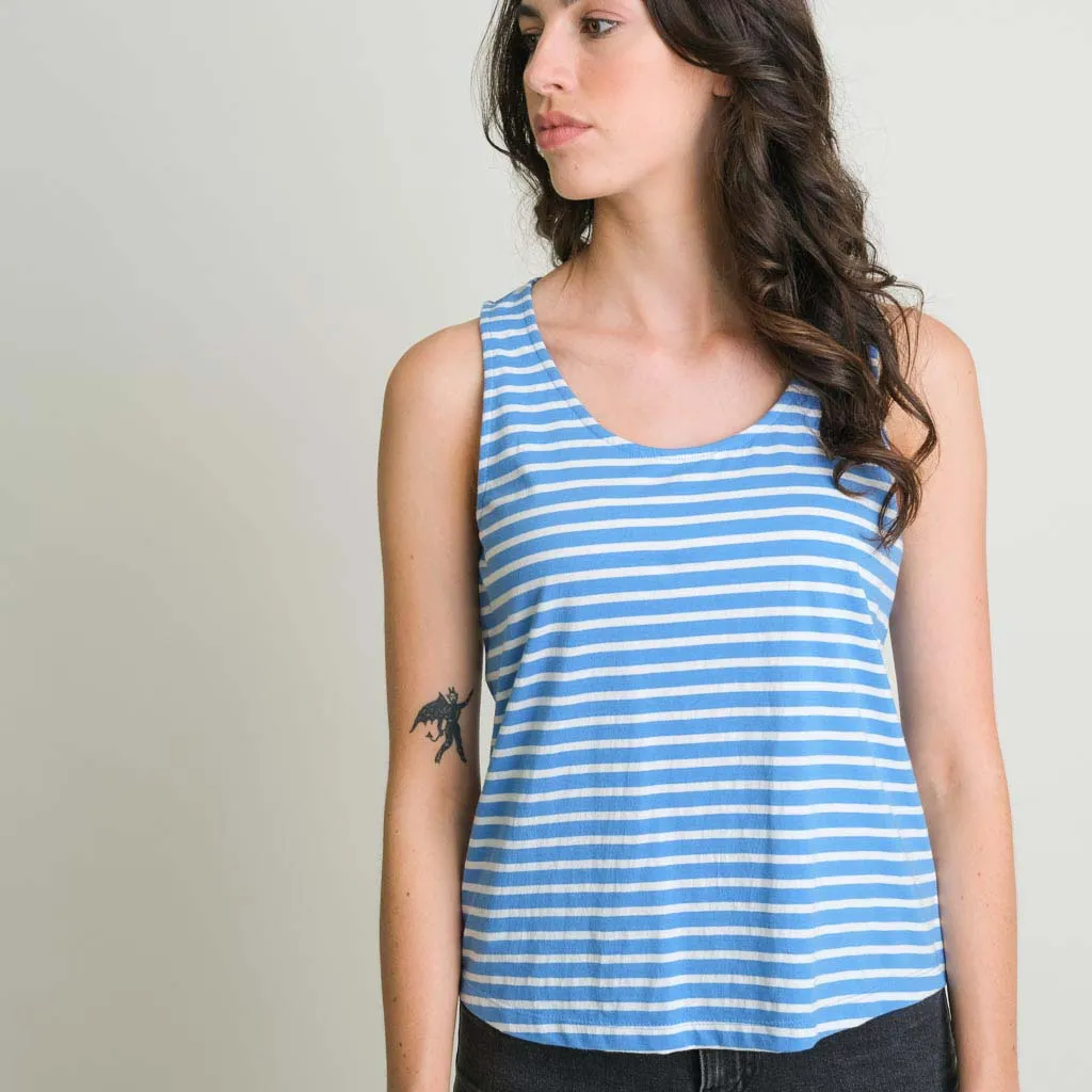 Rose Organic Cotton Striped Tank Top | Blue