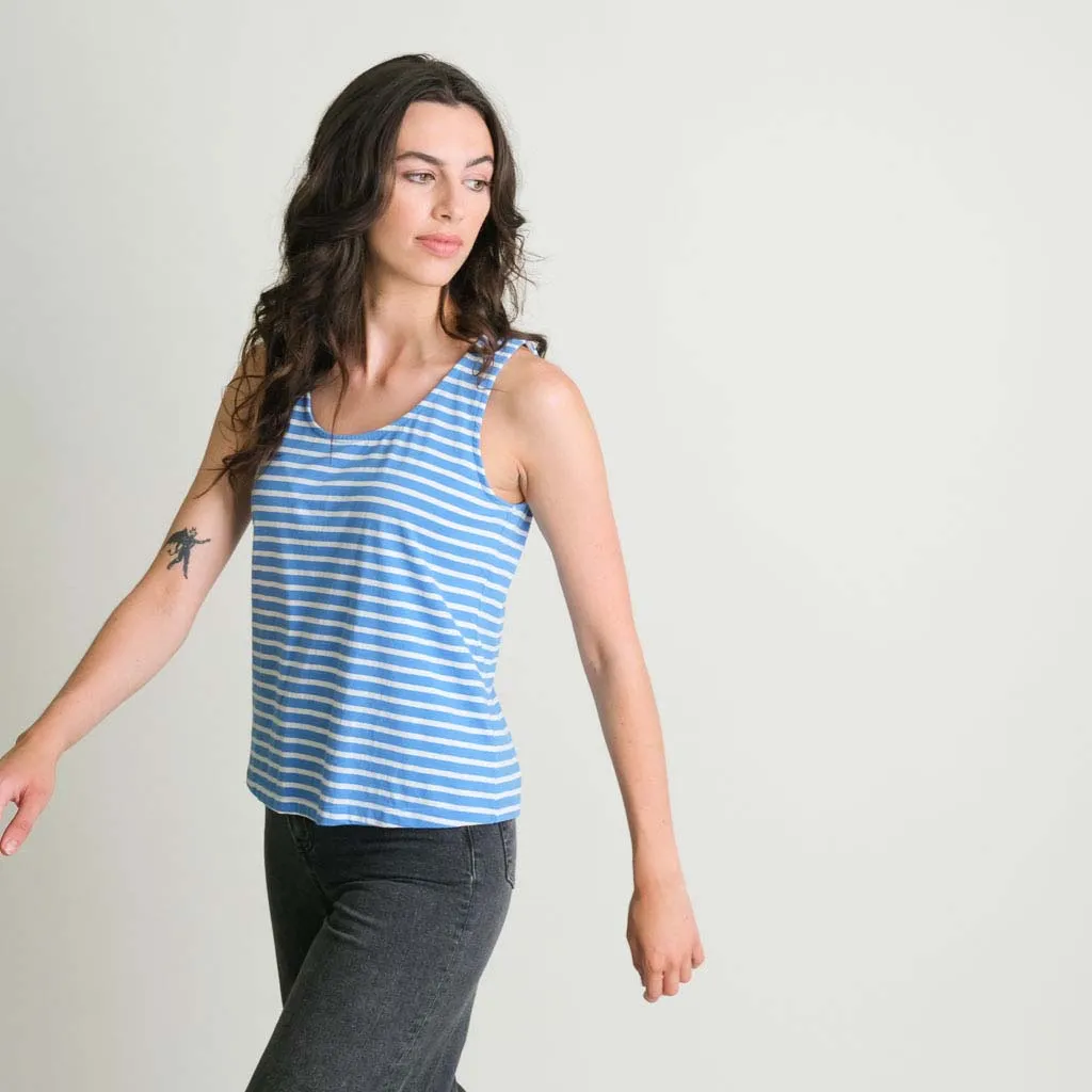 Rose Organic Cotton Striped Tank Top | Blue