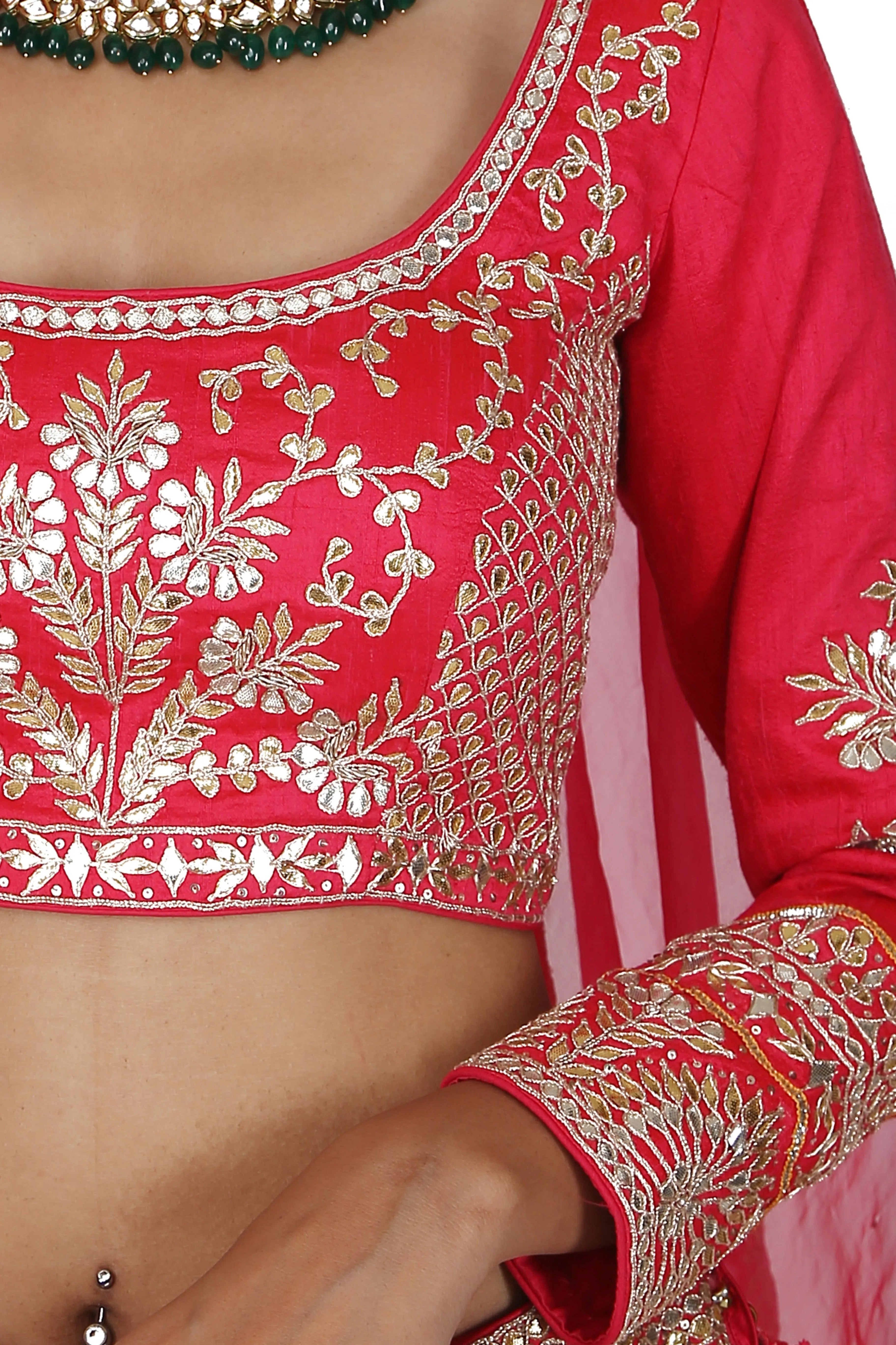 Rose Pink Embroidered Lehenga Set.