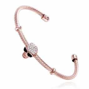 Rosegold Stainless Steel Skull with Cubic Zirconia Bracelet