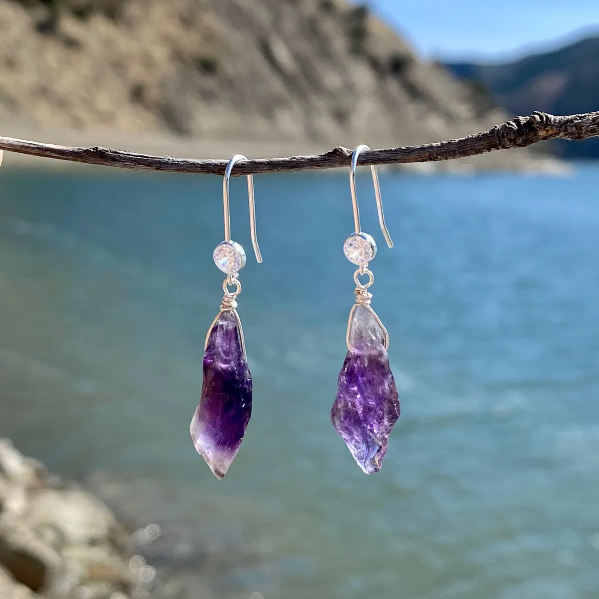 Rustic Amethyst Earrings to Help Make Good Decisions