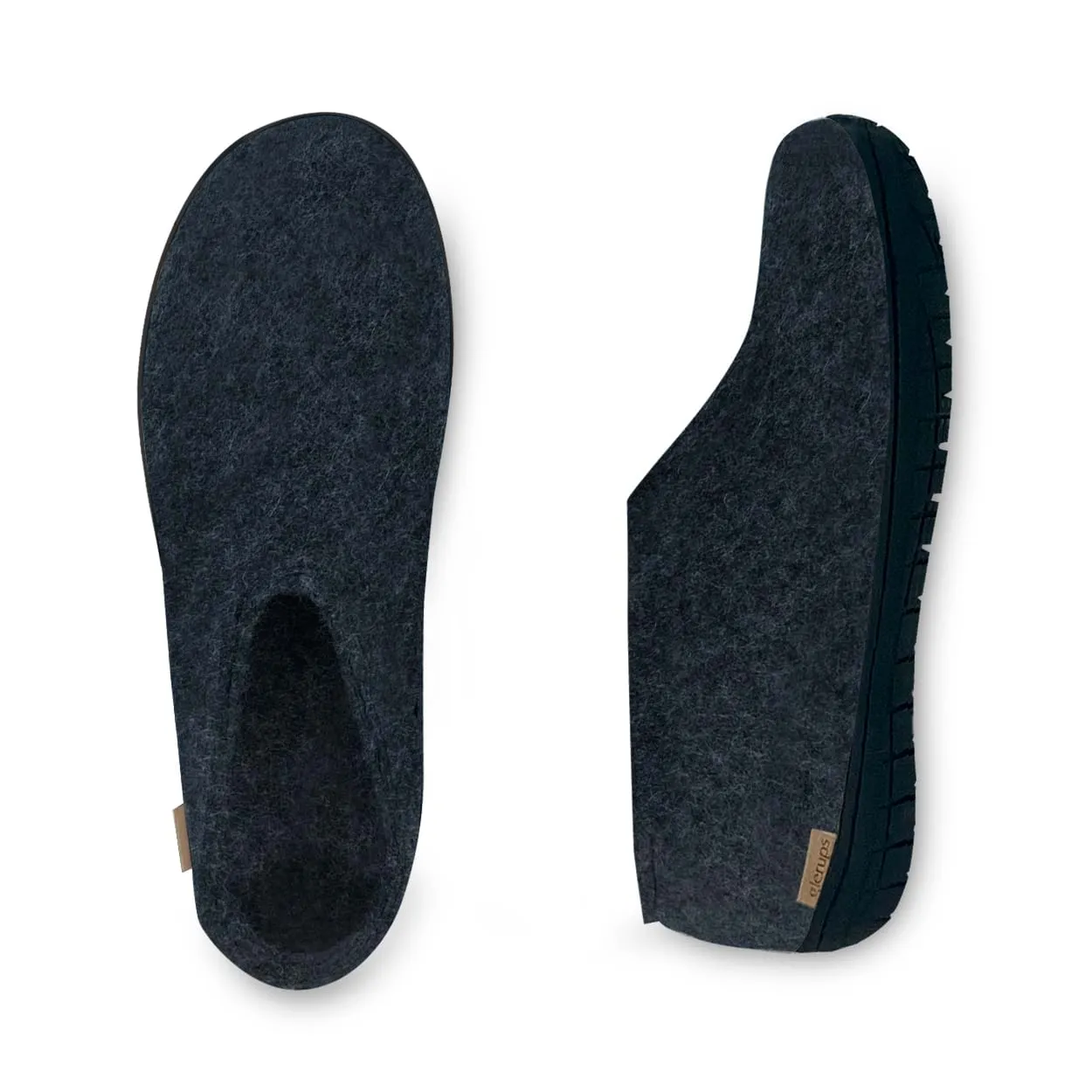 Shoe with natural rubber sole - black - Denim