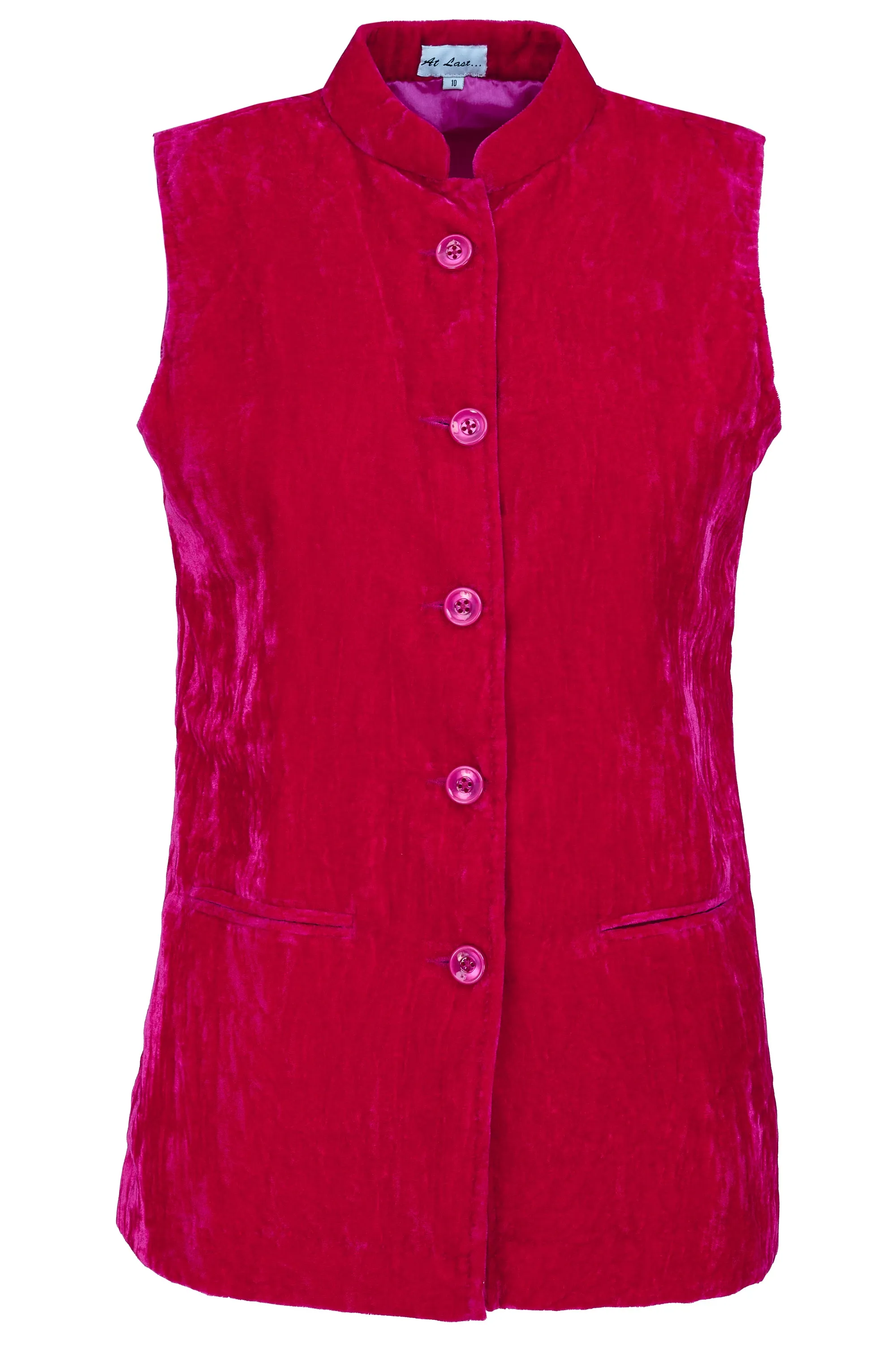 Short Silk Velvet Waistcoat In Hot Pink