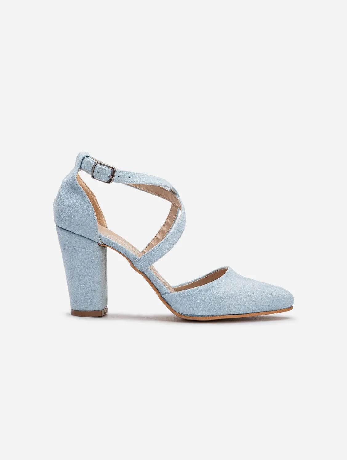 Sina Vegan Suede Wedding Heels | Baby Blue