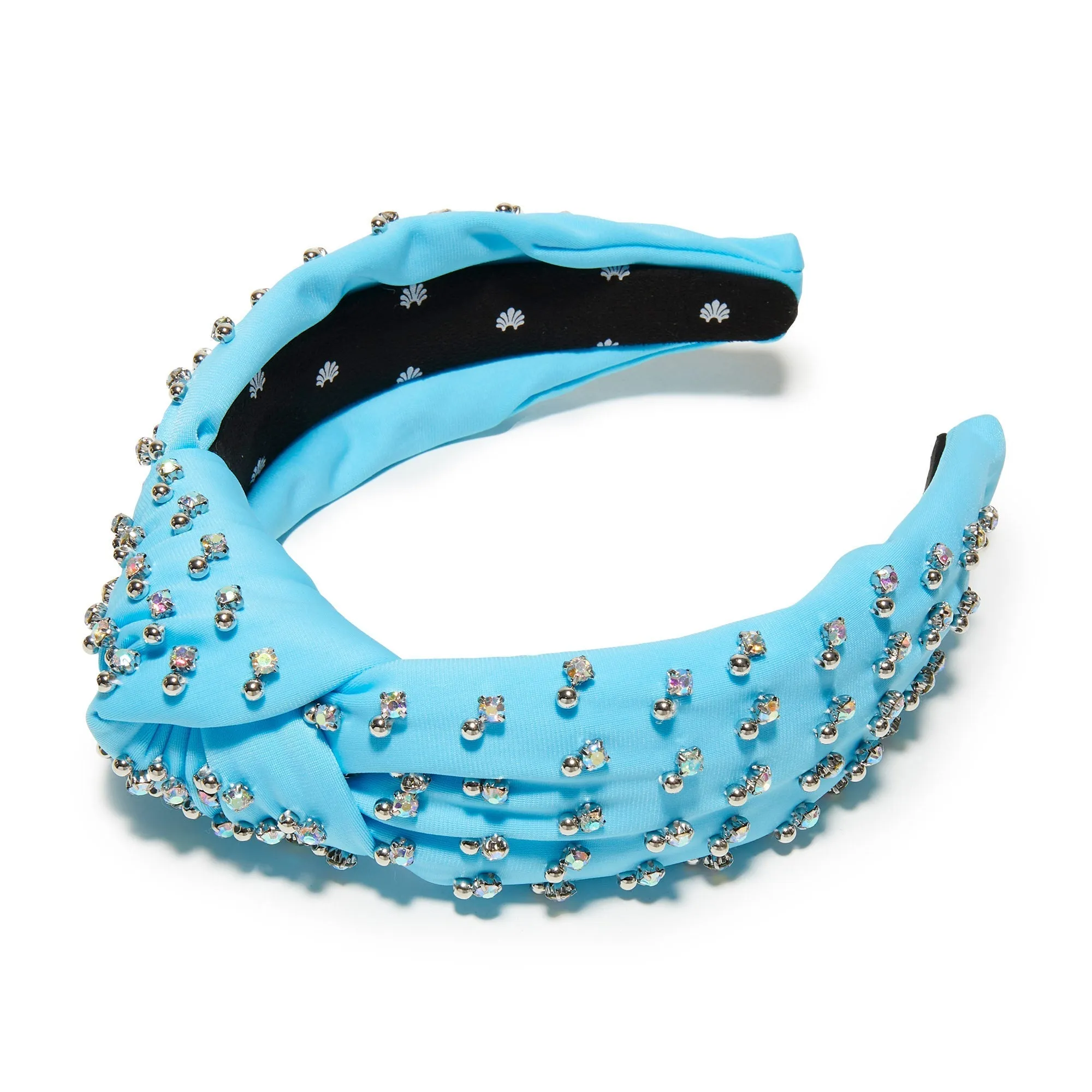 SKY CRYSTAL EMBELLISHED NEOPRENE KNOTTED HEADBAND