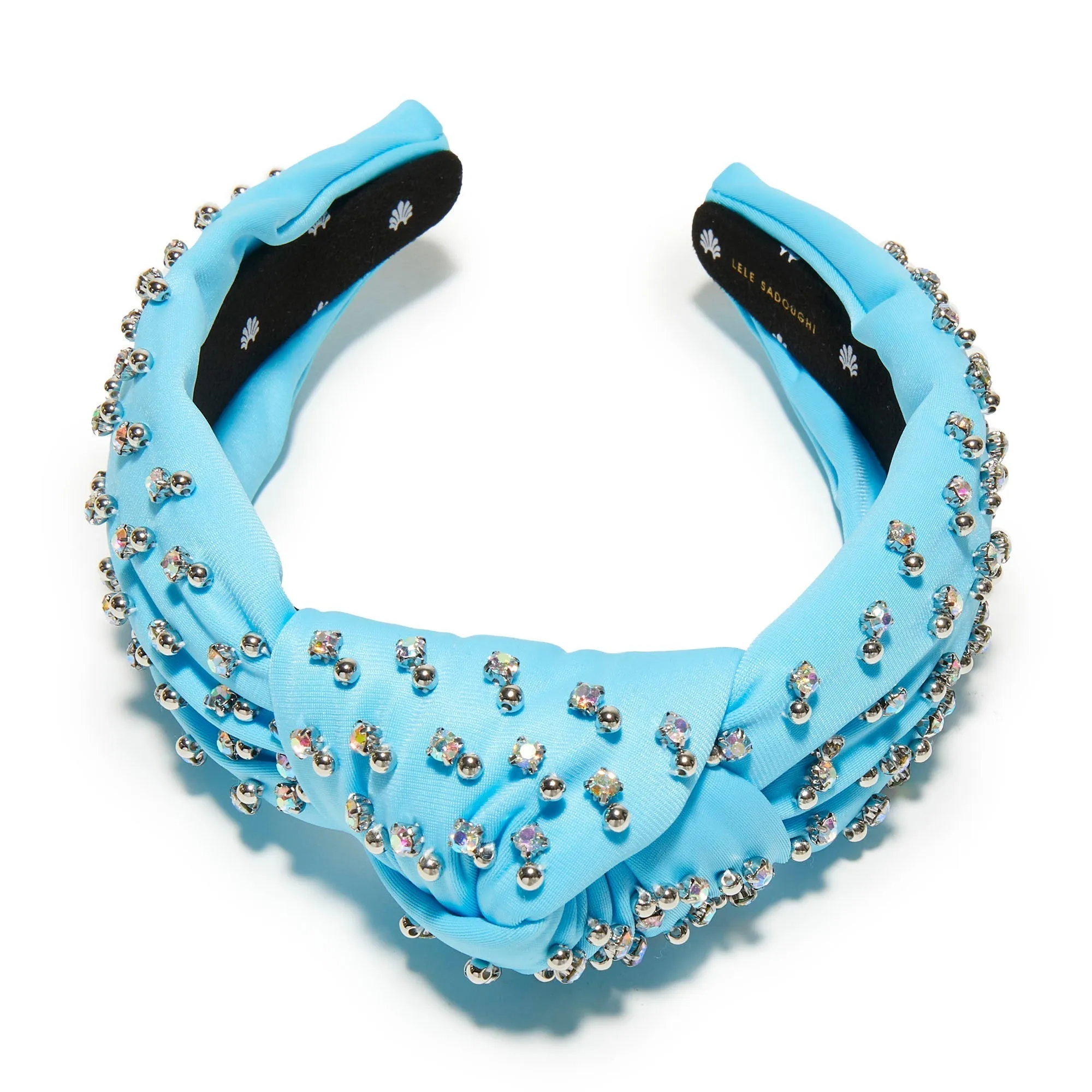 SKY CRYSTAL EMBELLISHED NEOPRENE KNOTTED HEADBAND