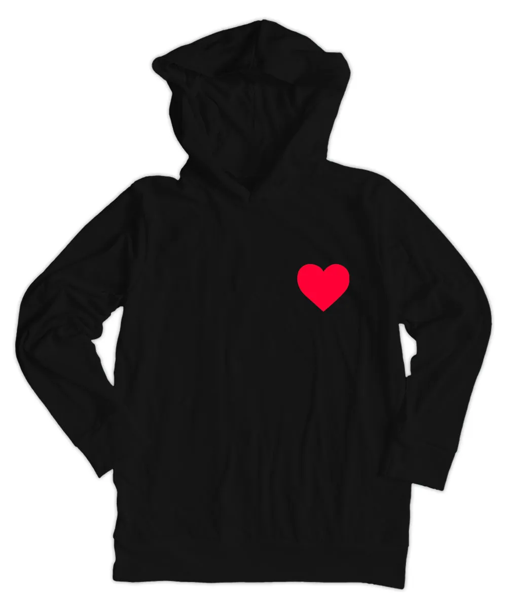 Small Heart Black Lightweight Hoodie